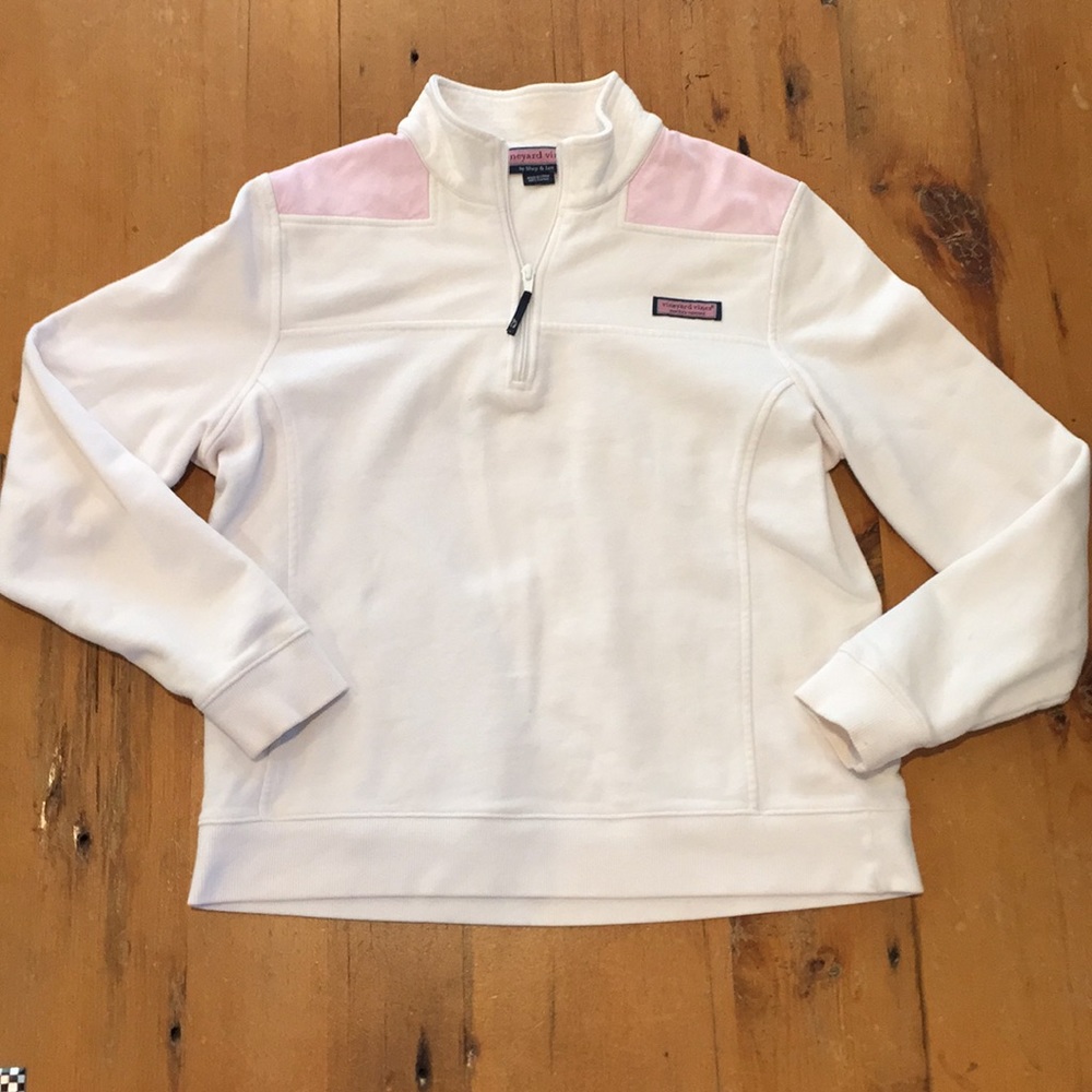Vineyard Vines Pink & White Quarter Zip Sweatshirt